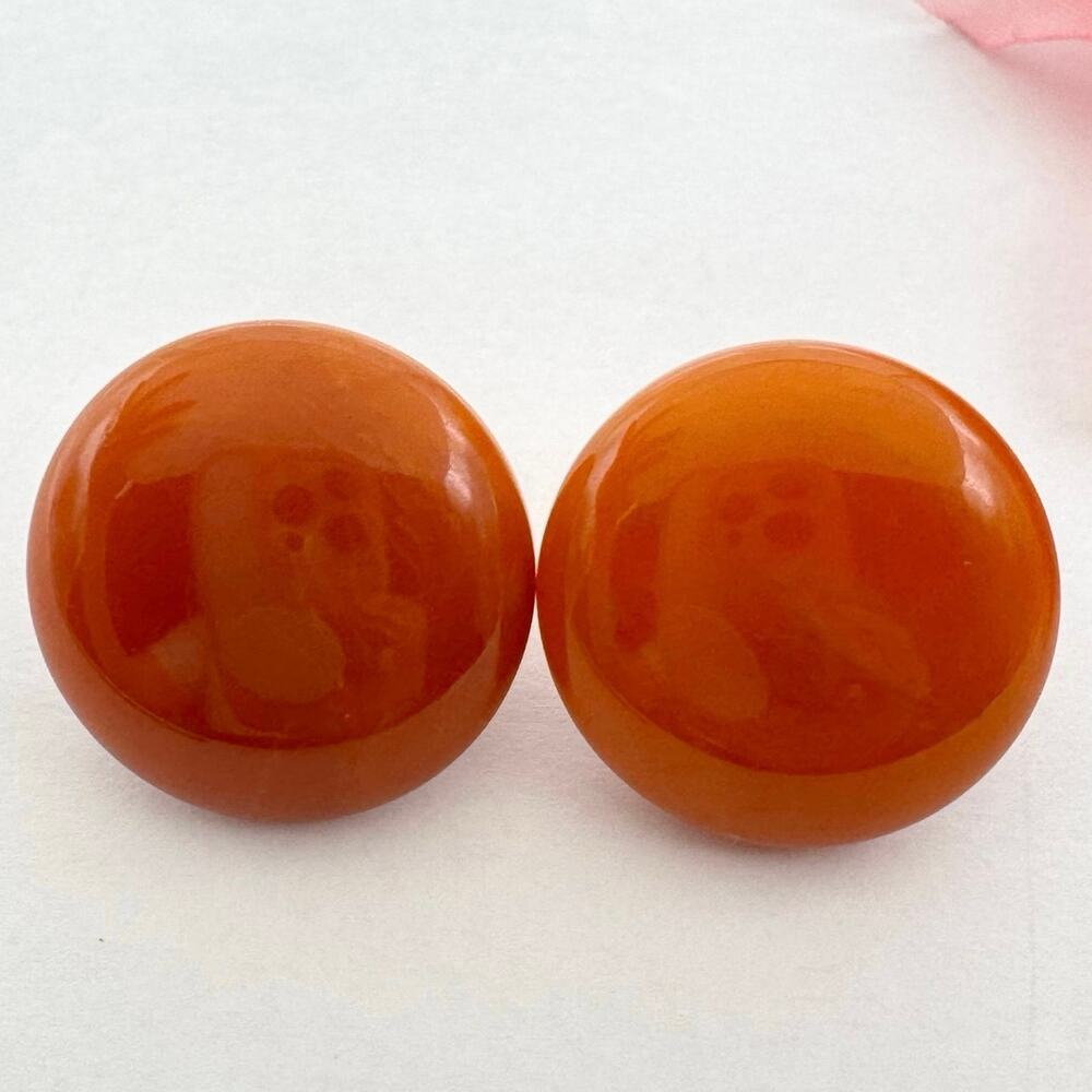 Vintage Butterscotch Bakelite Dome Stud Earrings Tested READ